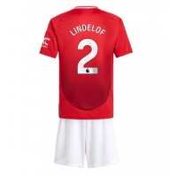 Manchester United Victor Lindelof #2 Hjemmedraktsett Barn 2024-25 Kortermet (+ Korte bukser)